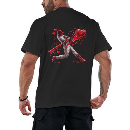 Valentine Baseball Player Drip Men's Back Print T-Shirt - Sportilla