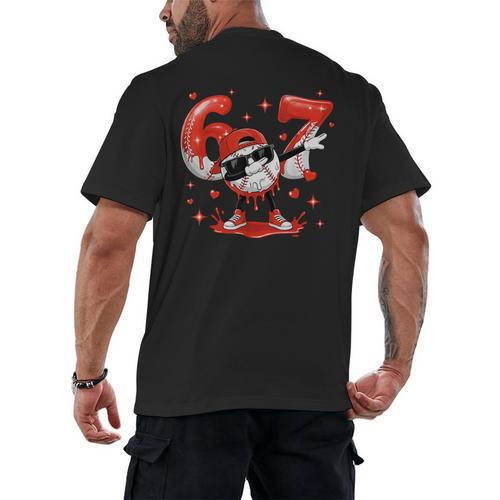 Valentines Day Six Seven Baseball 6 7 Meme Dab Heart Boys Men's Back Print T-Shirt - Sportilla