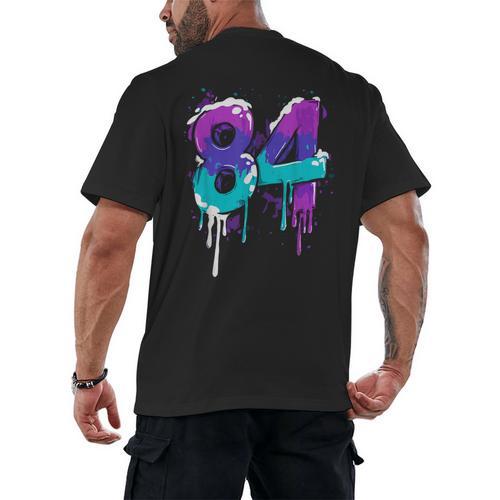 Vintage Baseball 84 Number Men's Back Print T-Shirt - Sportilla