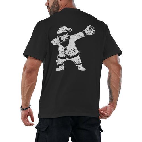 Vintage Dabbing Santa Christmas Baseball Xmas Costume Men's Back Print T-Shirt - Sportilla