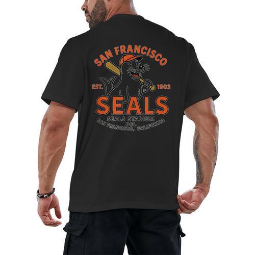 Vintage San Francisco Seals California Baseball Logo Men's Back Print T-Shirt - Sportilla