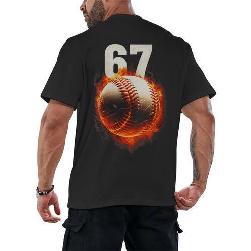 Women's 67 Baseball Boys Birthday Teens Six Seven Brainrot Men's Back Print T-Shirt - Sportilla