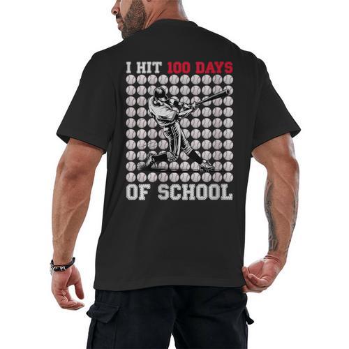Women's I Hit 100 Days Of School Baseball 100th Day Boys Kids Men's Back Print T-Shirt - Sportilla