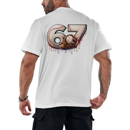 6 7 Six Seven American Baseball Graphic Men's Back Print T-Shirt - Sportilla