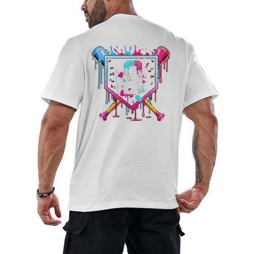 9th Birthday Boys Baseball Ice Cream Drip Boys Baseball Men's Back Print T-Shirt - Sportilla