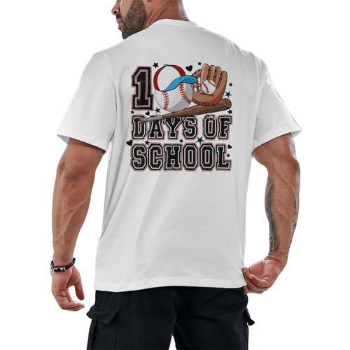 Baseball 100 Days Of School Happy 100th Day Teachers Kids Men's Back Print T-Shirt - Sportilla