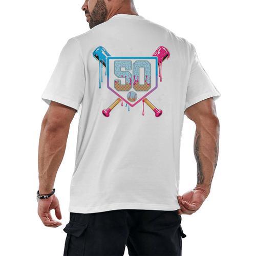 Baseball 50 Year Old Ice Cream Drip 50th Birthday Number 50 Men's Back Print T-Shirt - Sportilla