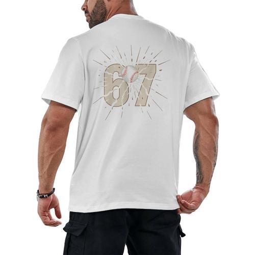 Baseball 67 Six Seven Meme Number Men's Back Print T-Shirt - Sportilla