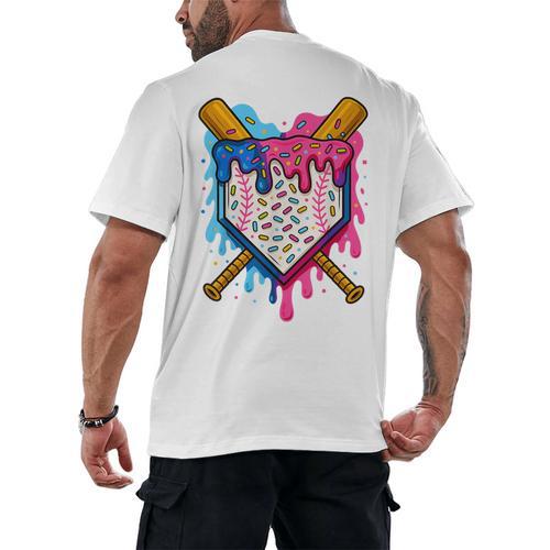 Baseball Boys Ice Cream Drip Baseball Men's Back Print T-Shirt - Sportilla