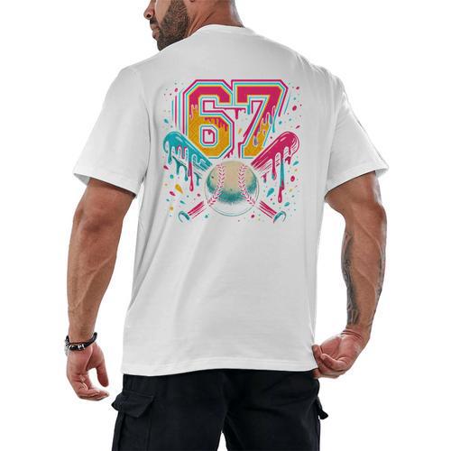 Baseball Drip 6 7 Number 67 Six Seven Meme Boys Kids Men's Back Print T-Shirt - Sportilla