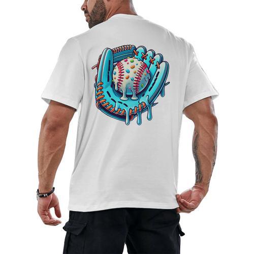 Baseball Drip Ice Cream Sprinkles Baseball Player Premium Tri-Blend Men's Back Print T-Shirt - Sportilla