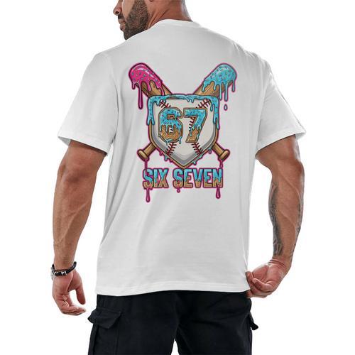 Baseball Drip Number 67 Player 6-7 Six Seven Meme Gen Alpha Men's Back Print T-Shirt - Sportilla