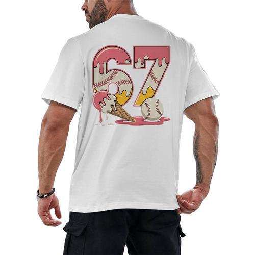 Baseball Drip Number 67 Player Ice Cream Or 67th Birthday Men's Back Print T-Shirt - Sportilla
