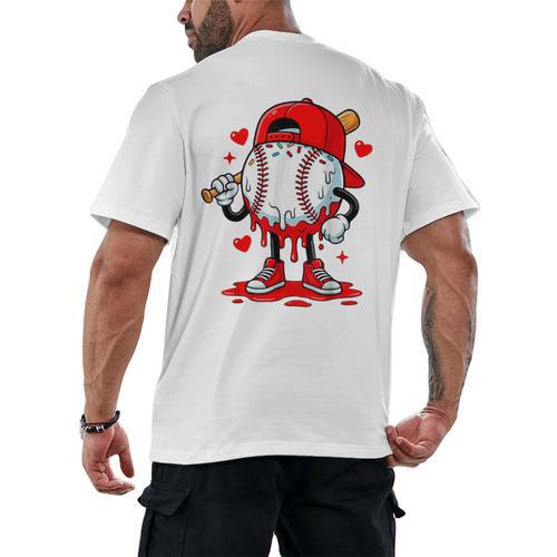 Baseball Drip Valentines Men's Back Print T-Shirt - Sportilla