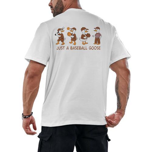 Baseball Goose Baseball Silly Goose Game Day Sports Men's Back Print T-Shirt - Sportilla