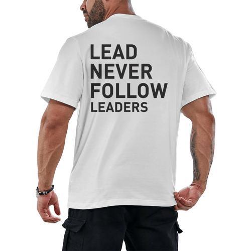 Baseball Lead Never Follow Leaders Team Captain Leadership Premium Tri-Blend Men's Back Print T-Shirt - Sportilla