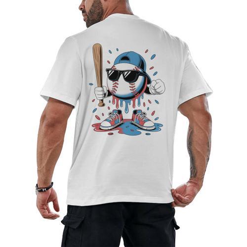Baseball Lifestyle Apparel Youth Baseball Ice Cream Drip Men's Back Print T-Shirt - Sportilla