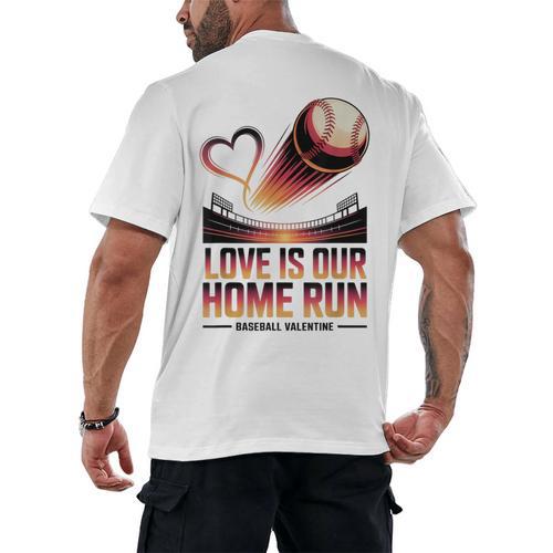 Baseball Valentine Forever On Deck For You Men's Back Print T-Shirt - Sportilla