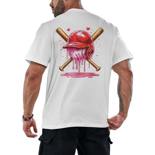 Boys Valentine Day Baseball Helmet Drip Ice-Cream Youth Kids Men's Back Print T-Shirt - Sportilla