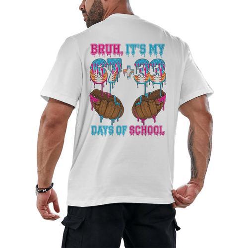 Bruh Its My 67 33 Day Of School Baseball Boys Kids 100th Day Men's Back Print T-Shirt - Sportilla