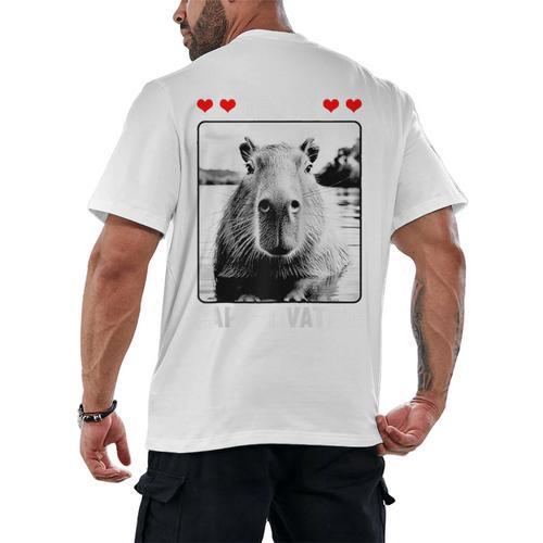 Capybara Love Valentines Day Cute Animal Hearts Raglan Baseball Tee Men's Back Print T-Shirt - Sportilla