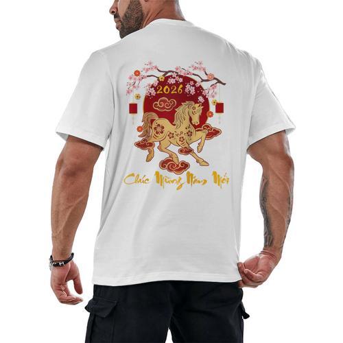 Chuc Mung NAM Moi 2026 Vietnamese Lunar New Year Of Horse Raglan Baseball Tee Men's Back Print T-Shirt - Sportilla