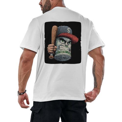 Cool Dollar Bill Guy With Cap And Baseball Costume Premium Tri-Blend Men's Back Print T-Shirt - Sportilla