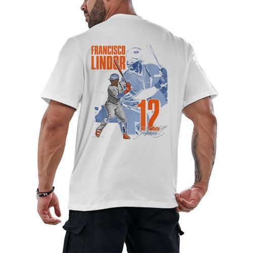 Francisco Lindor New York M Baseball Players MLBFLI304N Men's Back Print T-Shirt - Sportilla