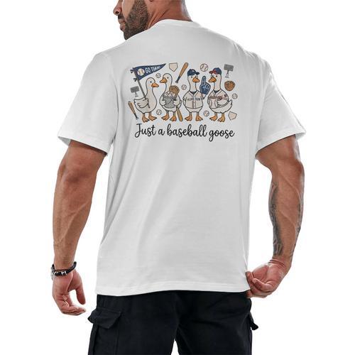 Game Day Just A Baseball Goose Cute Duck Team Sports Men's Back Print T-Shirt - Sportilla