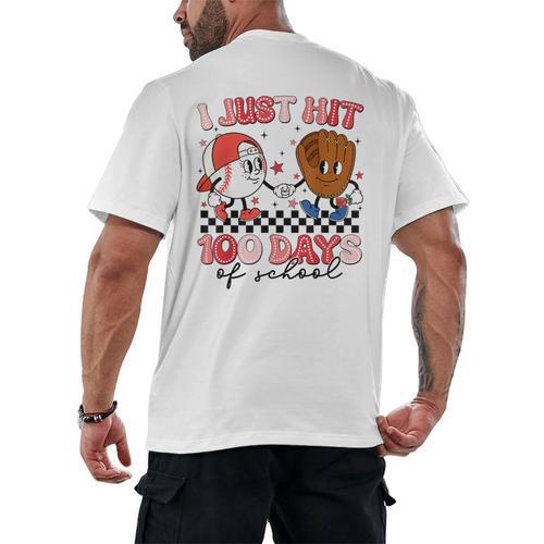 I Just Hit 100 Days Of School Baseball Boy Girl Teacher Men's Back Print T-Shirt - Sportilla