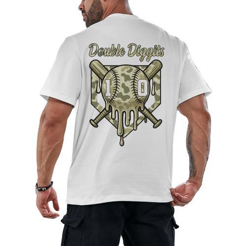 Old School Camo Baseball Drip Double Digits 10th Birthday Men's Back Print T-Shirt - Sportilla