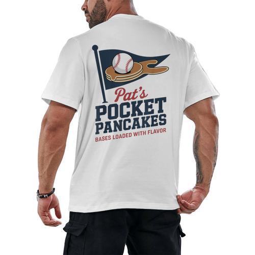 Pat's Pocket Pancakes Flag Baseball On Pancake Men's Back Print T-Shirt - Sportilla