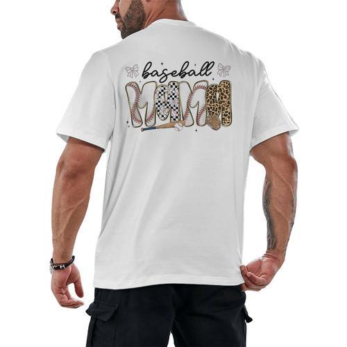 Preppy Baseball Mama Coquette Bow Game Day Mom Mother Men's Back Print T-Shirt - Sportilla