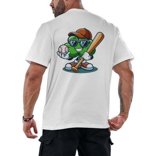 Shamrock Baseball St Patrick's Day Kids Boys Toddlers Premium Tri-Blend Men's Back Print T-Shirt - Sportilla