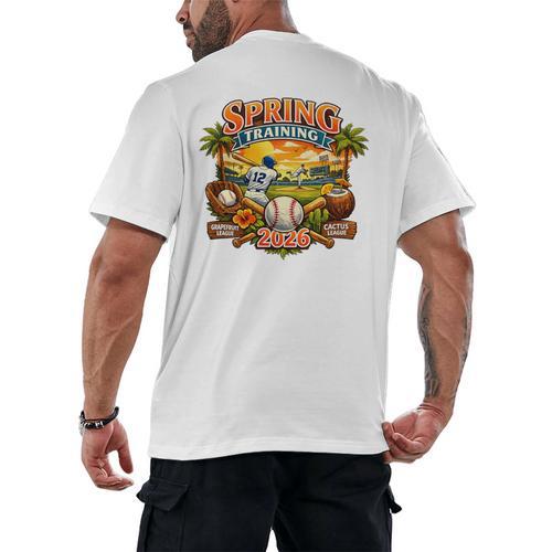 Spring Training 2026 Baseball Vintage Sunset Premium Tri-Blend Men's Back Print T-Shirt - Sportilla