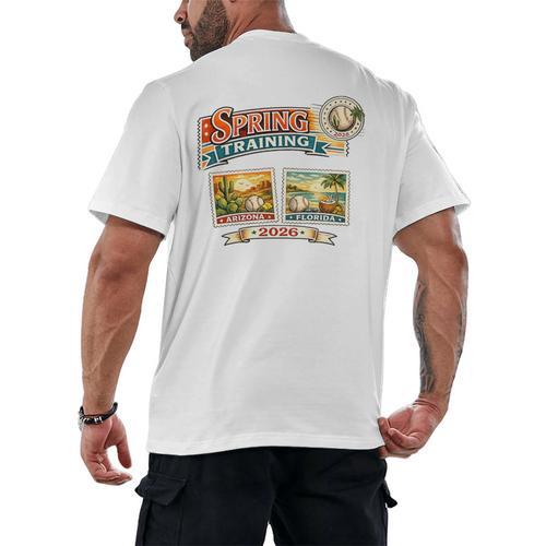Spring Training 2026 Retro Postcard Baseball Premium Tri-Blend Men's Back Print T-Shirt - Sportilla