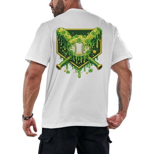 St Patrick's Day Baseball Boys Ice Cream Drip Youth Kids Premium Tri-Blend Men's Back Print T-Shirt - Sportilla
