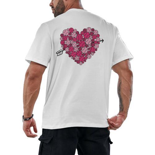 Valentine's Day Baseball Heart Softball Player Sports Lover Men's Back Print T-Shirt - Sportilla