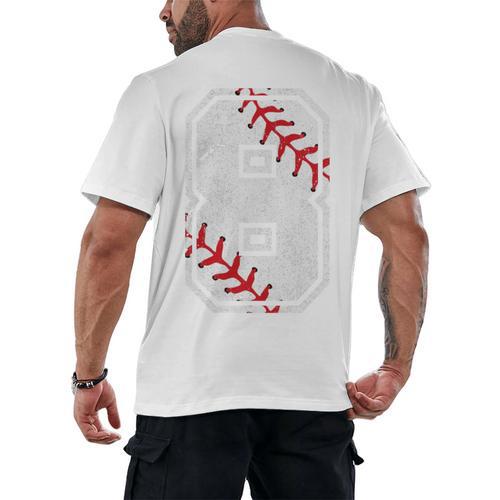 Vintage Baseball 8 Jersey Number 8 Men's Back Print T-Shirt - Sportilla