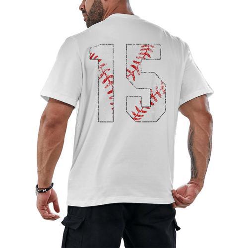 Vintage Distressed Baseball Number 15 Jersey Player Uniform Men's Back Print T-Shirt - Sportilla