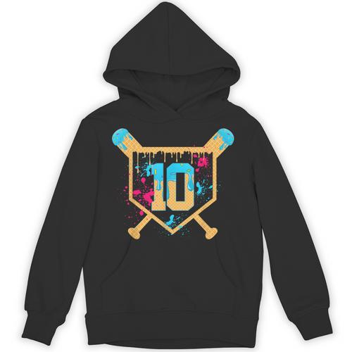10 Years Old 10th Birthday Baseball Ice Cream Dripping Boys Unisex Hoodie - Sportilla