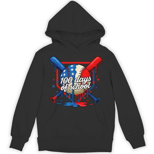 100 Days Of School 100th Day Youth Drip Baseball Boys Kid Unisex Hoodie - Sportilla