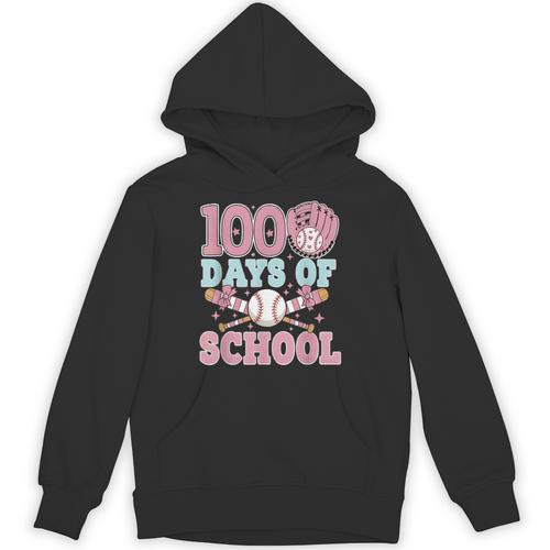 100 Days Of School Baseball 100th Day Of School Girls Unisex Hoodie - Sportilla