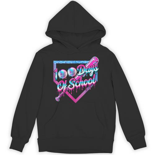 100 Days Of School Baseball 100th Day Ice Cream Boys Kids Unisex Hoodie - Sportilla