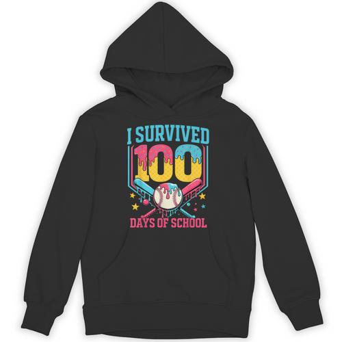 100 Days Of School Baseball Drip 100 Days Boy Girl Kids Unisex Hoodie - Sportilla