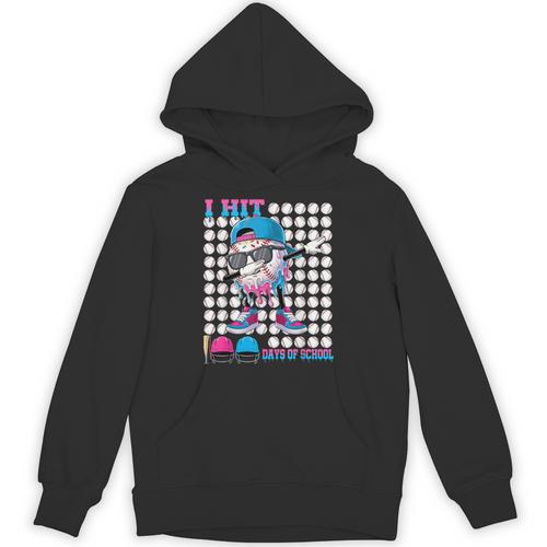 100 Days Of School Baseball Drip Boys Kids 100th Day School Unisex Hoodie - Sportilla