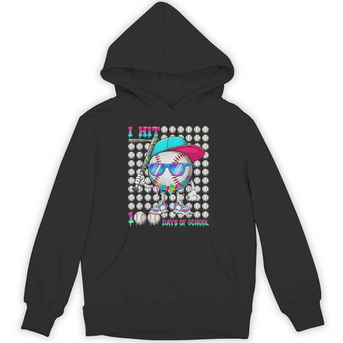 100 Days Of School Baseball Drip Ice Cream Boys Kids Unisex Hoodie - Sportilla