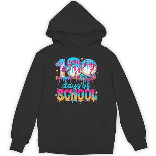 100 Days Of School Baseball Ice Cream For Boy Girl Kids Unisex Hoodie - Sportilla