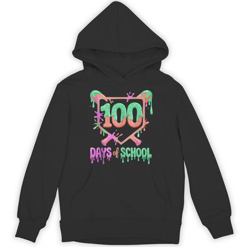 100 Days Of School Baseball Ice Cream Drip 100th Day Player Unisex Hoodie - Sportilla