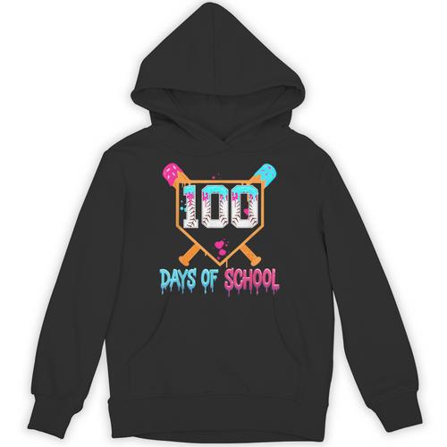 100 Days Of School Baseball Ice Cream Drip 100th Day School Unisex Hoodie - Sportilla